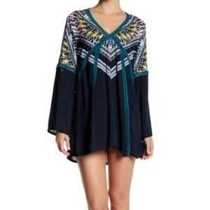 Red Carter Feather Warrior tunic coverup